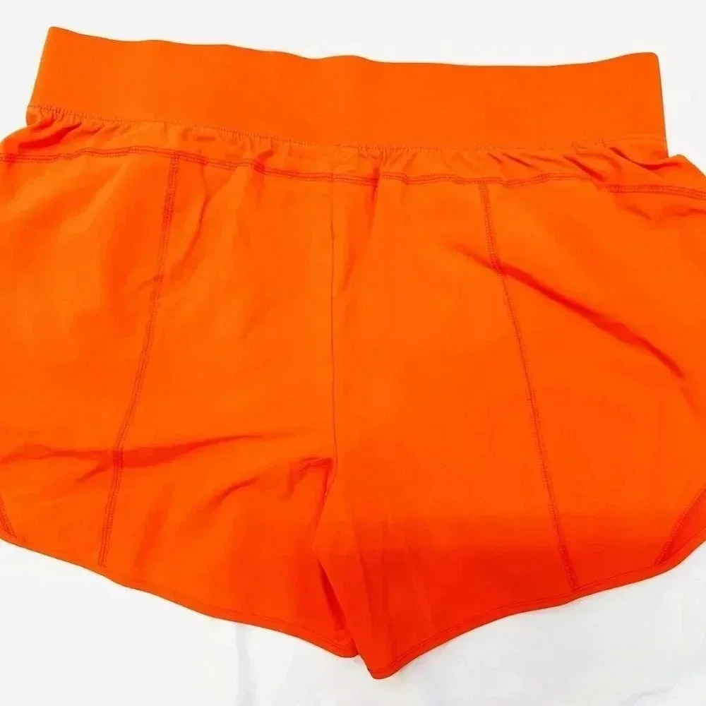 NWT TEK GEAR Women Mid Rise Drawstring Pockets Workout Gear Orange Shorts Sz XXL - Picture 2 of 3